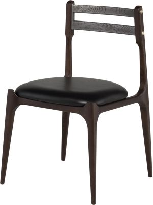 Assembly Dining Chair (Black Leather Seat with Smoked Oak Frame)
