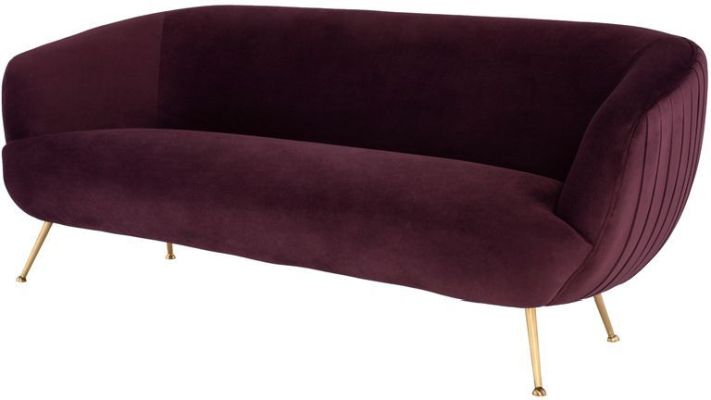 Sofia Triple Seat Sofa (Mulberry with Gold Legs)