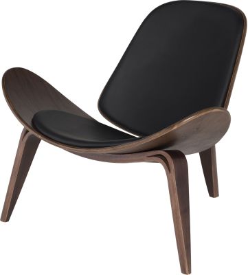Artemis Occasional Chair (Black Leather with Dark Walnut Frame)