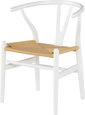Alban Dining Chair (White with Beige Seat)