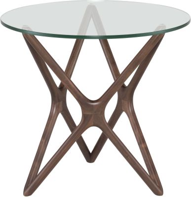 Star Side Table (Walnut - Glass with Walnut Base)