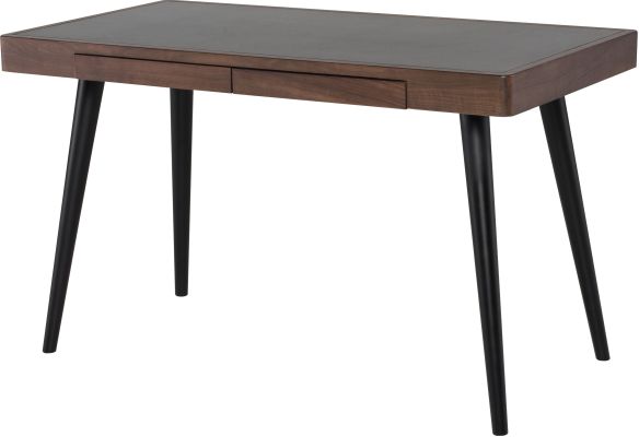 Matte Desk Table (Black with Walnut Legs)