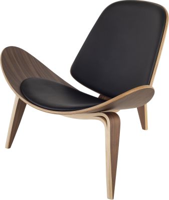 Artemis Occasional Chair (Dark - Black Leather with Walnut Frame)