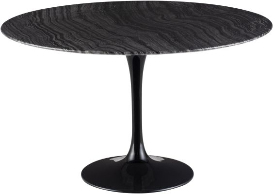 Cal Dining Table (Medium - Black Wood Vein with Black Base)