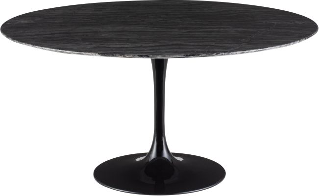 Cal Dining Table (Large - Black Wood Vein with Black Base)