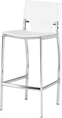Lisbon Bar Stool (White Leather with Silver Frame)