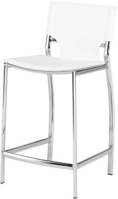Lisbon Counter Stool (White Leather with Silver Frame)