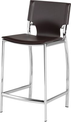 Lisbon Counter Stool (Brown Leather with Silver Frame)