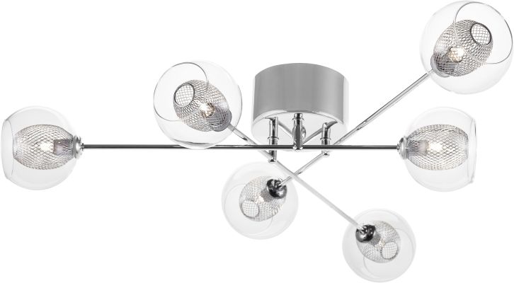 Estelle 6 Ceiling Lamp (Clear with Silver Body)