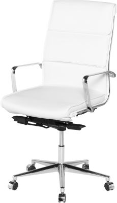 Lucia Office Chair (High Back - White with Silver Base)