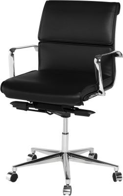 Lucia Office Chair (Low Back - Black with Silver Base)
