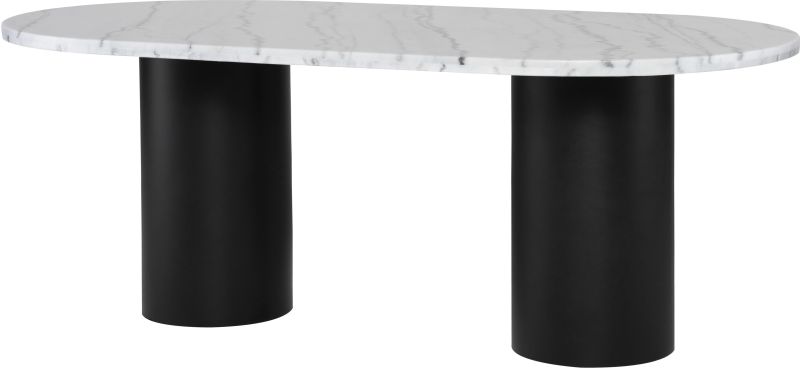 Ande Dining Table (White Marble & Black Steel Legs)