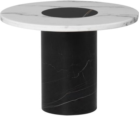 Stevie Side Table (White Marble & Noir Marble Inlay)