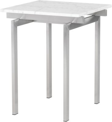Louve Side Table (White with Silver Base)
