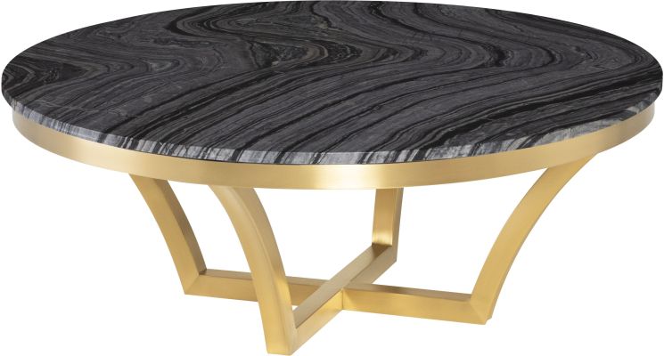 Aurora Coffee Table (Black Wood Vein with Gold Base)