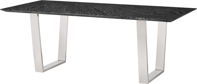 Catrine Dining Table (Black Wood Vein with Silver Legs)