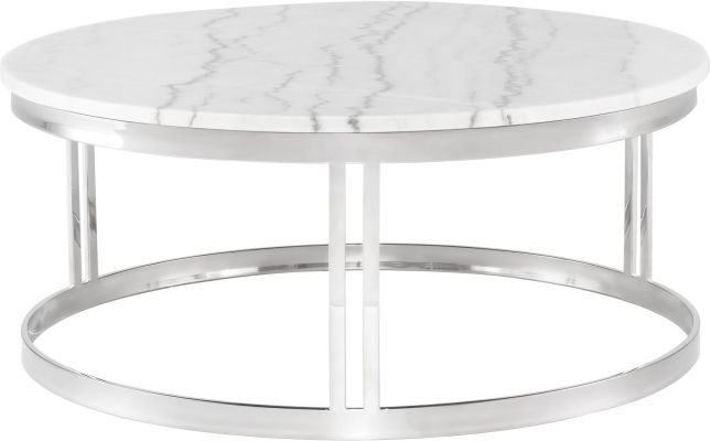Nicola Coffee Table (White with Silver Base)
