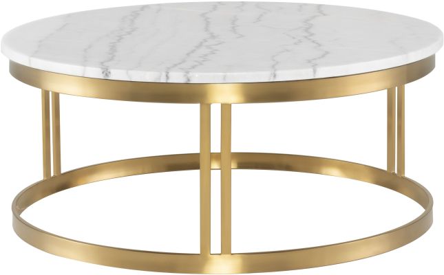 Nicola Coffee Table (White with Gold Base)