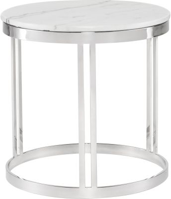 Nicola Side Table (White with Silver Base)