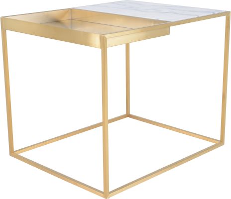 Corbett Side Table (White with Gold Base)