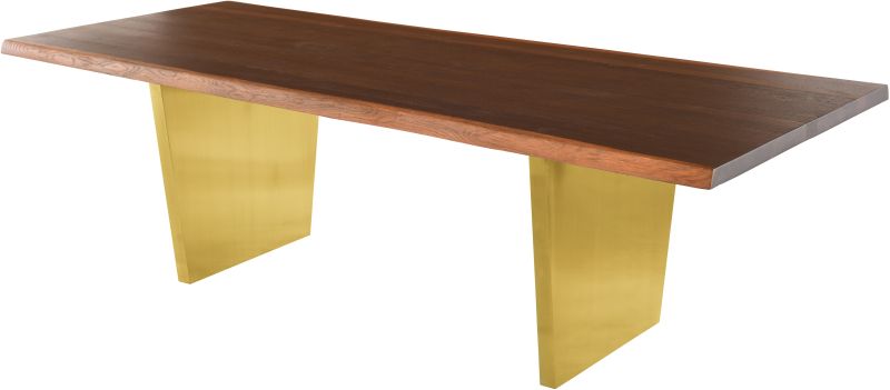 Aiden Dining Table (Short - Seared Oak with Gold Legs)