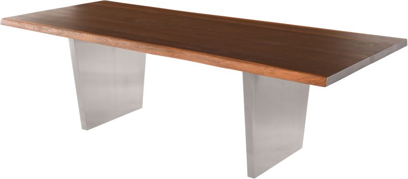 Aiden Dining Table (Short - Seared Oak with Silver Legs)
