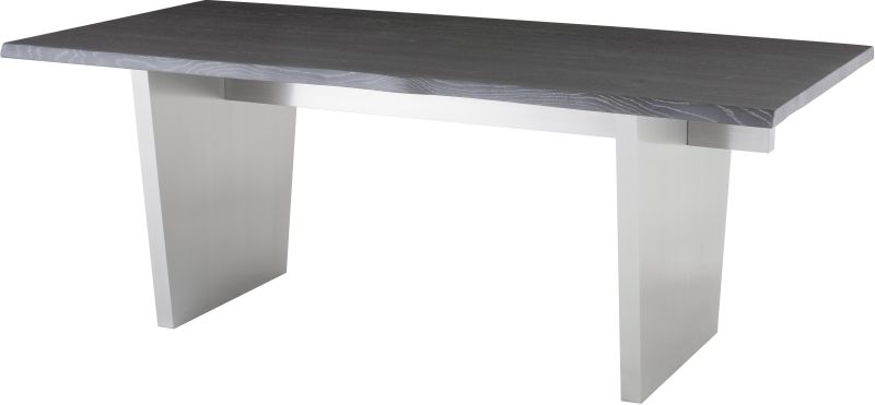 Aiden Dining Table (Short - Oxidized Grey Oak with Silver Legs)