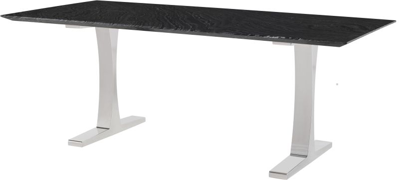 Toulouse Dining Table (Black Wood Vein with Silver Legs)