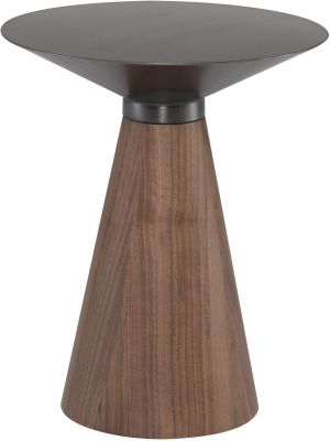 Iris Side Table (Large - Silver with Walnut Base)