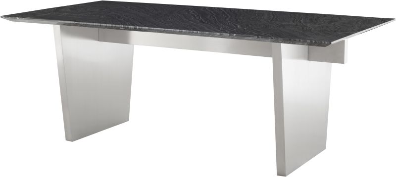 Aiden Dining Table (Short - Black Wood Vein with Silver Legs)