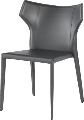 Wayne Dining Chair (Dark Grey Leather with Dark Grey Legs)