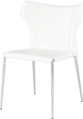 Wayne Dining Chair (White Leather with Silver Legs)