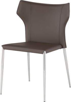 Wayne Dining Chair (Mink Leather with Silver Legs)