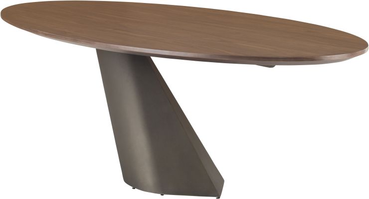 Oblo Dining Table (Short - Walnut with Bronze Base)