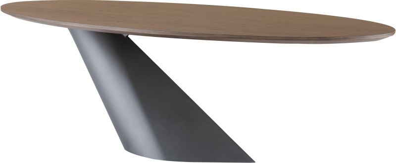 Oblo Dining Table (Walnut Veneer Top with Titanium Steel Base)