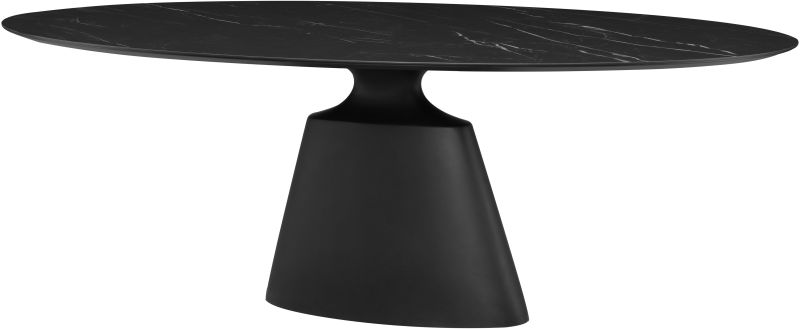 Taji Dining Table (Oval - Black Ceramic Top with Black Base)