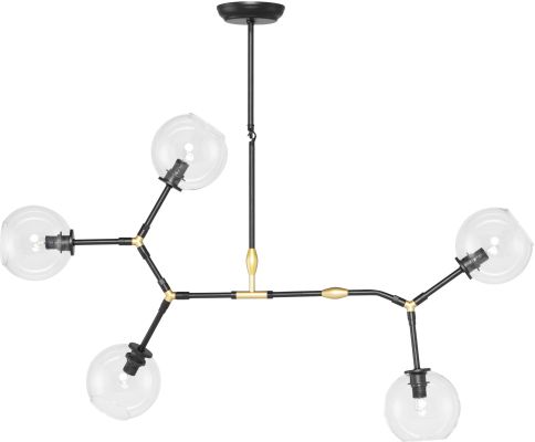 Atom 5 Pendant Light (Clear with Black Fixture)