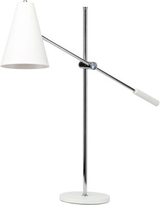 Tivat Lampe de Table (Blanc avec Base Argentée)