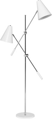Tivat Lampe de Plancher (Blanc avec Base Argentée)