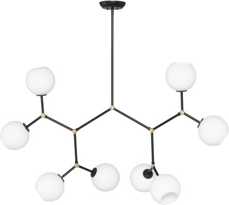 Atom Luminaire 8 Pendentifs (Blanc avec Luminaire Noir)