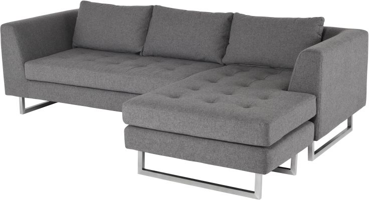 Matthew Sectional Sofa (Shale Grey with Silver Legs)