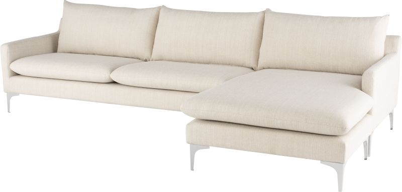 Anders Sectional Sofa (Sand with Silver Legs)