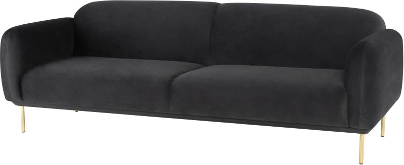 Benson Triple Seat Sofa (Shadow Grey with Brass Legs)