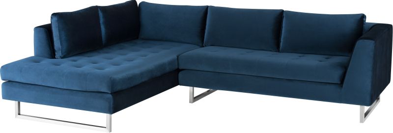 Janis Sectional Sofa (Left - Midnight Blue with Silver Legs)