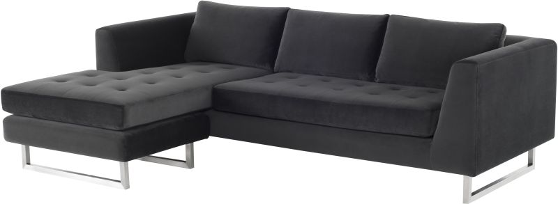 Matthew Sectional Sofa (Shadow Grey with Silver Legs)