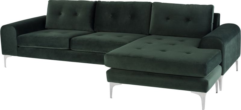 Colyn Sectional Sofa (Emerald Green with Silver Legs)