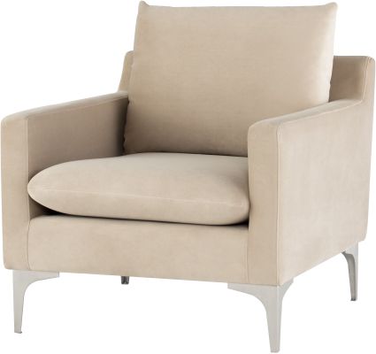 Anders Single Seat Sofa (Nude with Silver Legs)