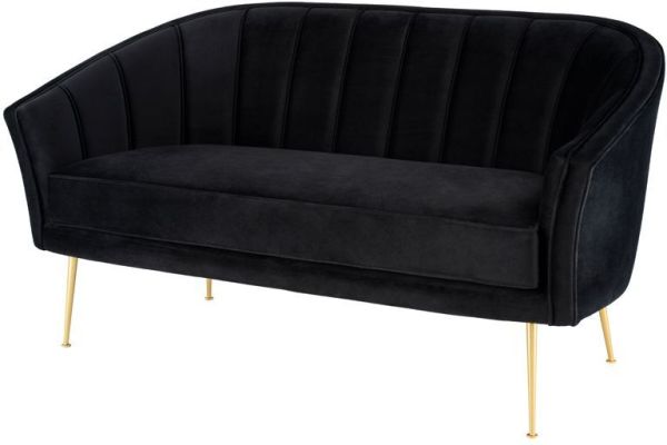 Aria Double Seat Sofa (Black with Gold Legs)