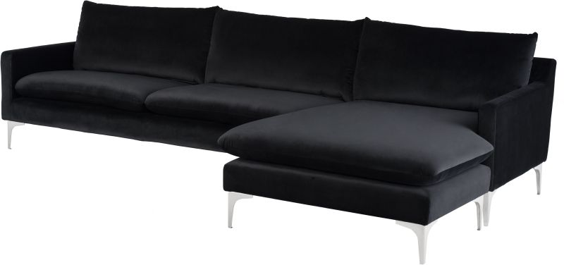 Anders Sectional Sofa (Black with Silver Legs)