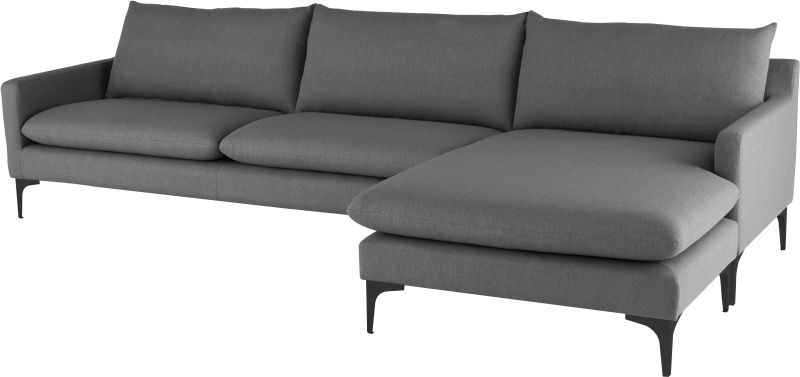 Anders Sectional Sofa (Slate Grey with Black Legs)